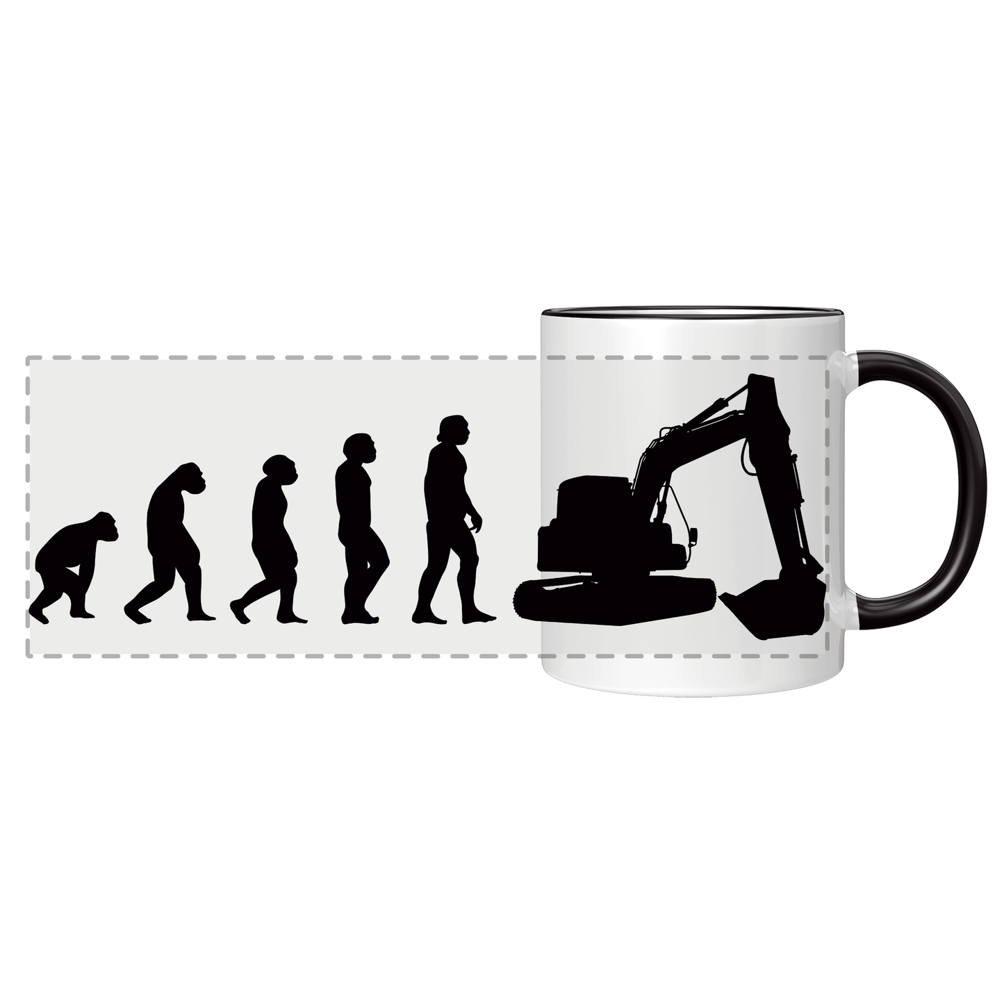 Baggerfahrer Tasse - Evolution (Bagger, Baggerfahrerin, Geschenk)