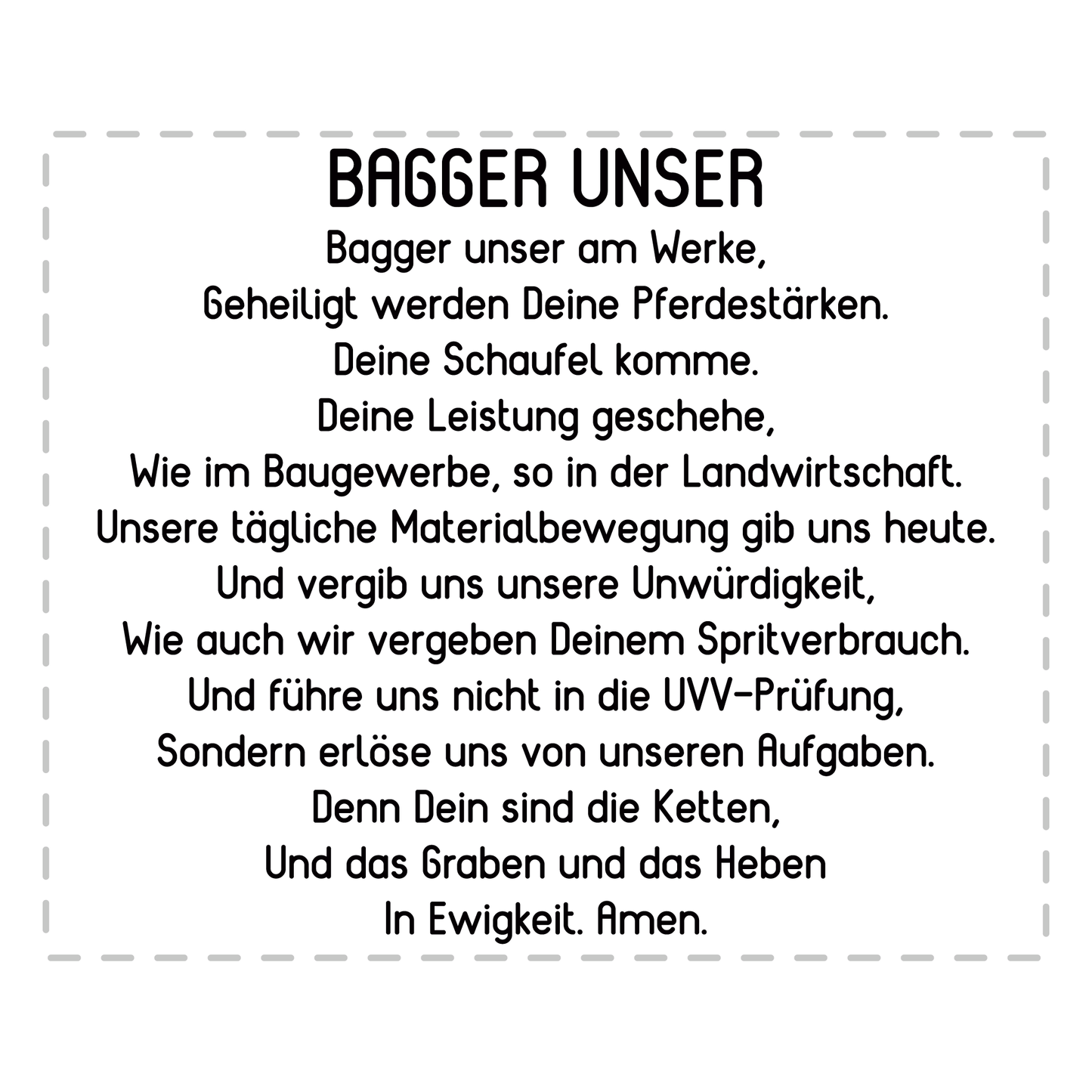 Baggerfahrer Tasse - "Bagger Unser" Gebet (Baggerfahrerin, Geschenk)