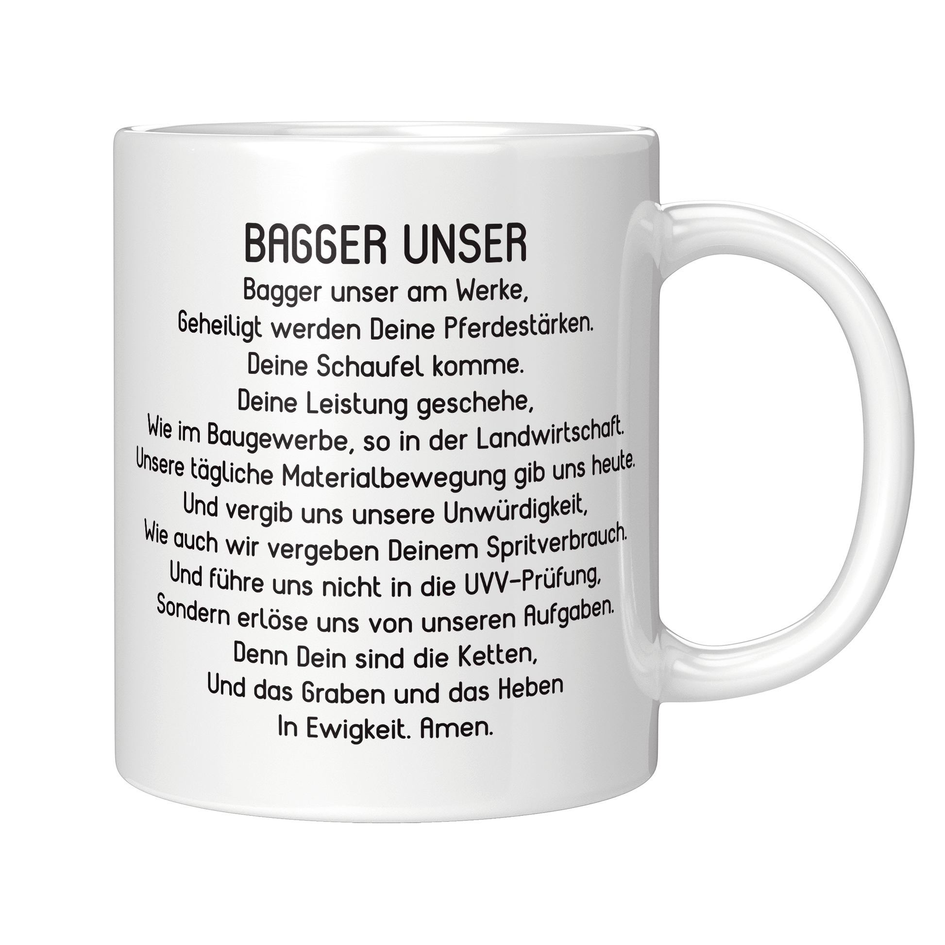 Baggerfahrer Tasse - "Bagger Unser" Gebet (Baggerfahrerin, Geschenk)