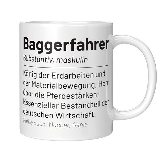 Baggerfahrer Tasse - Wörterbucheintrag "Baggerfahrer" (Bagger, Geschenk)