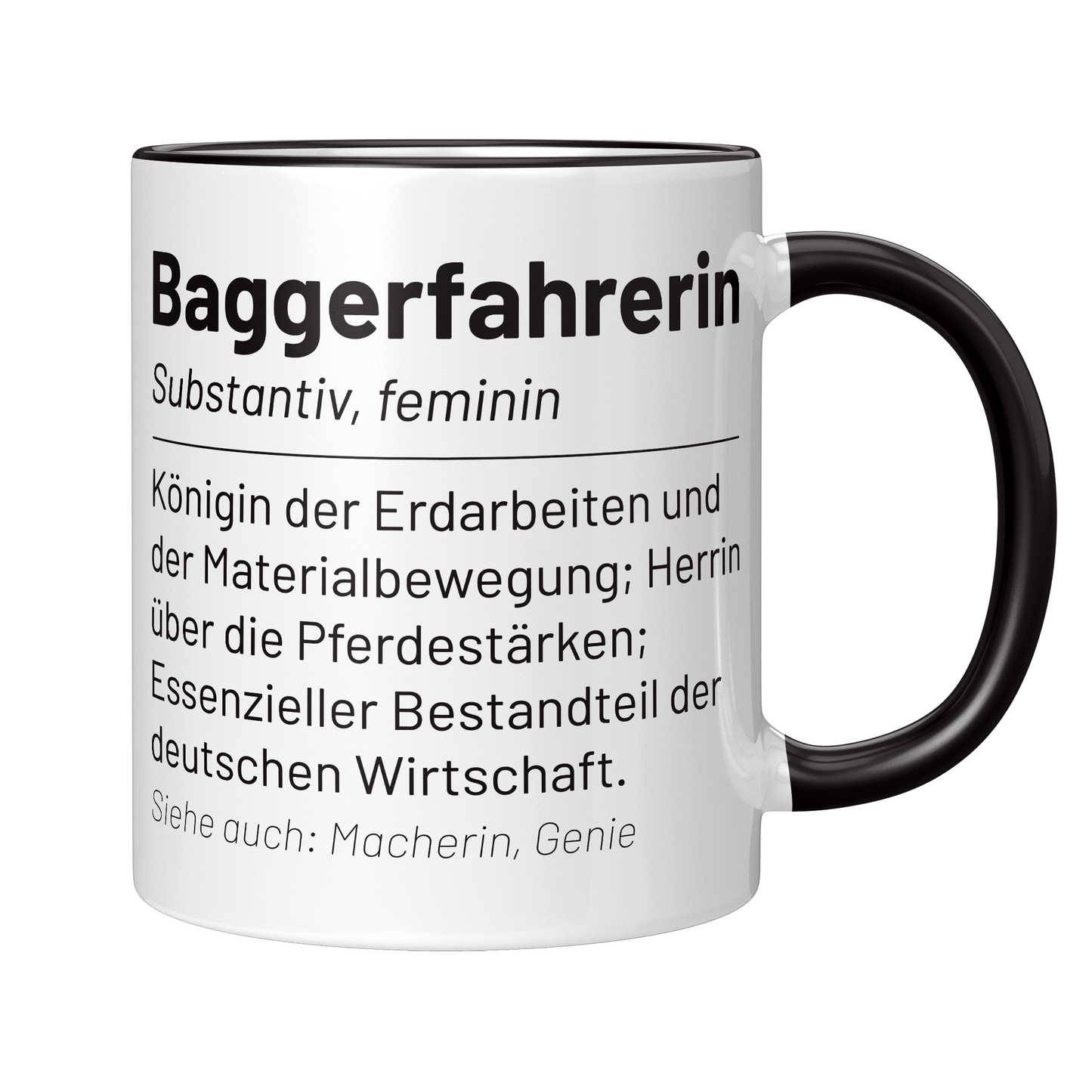 Baggerfahrer Tasse - Wörterbucheintrag "Baggerfahrerin" (Bagger, Geschenk)