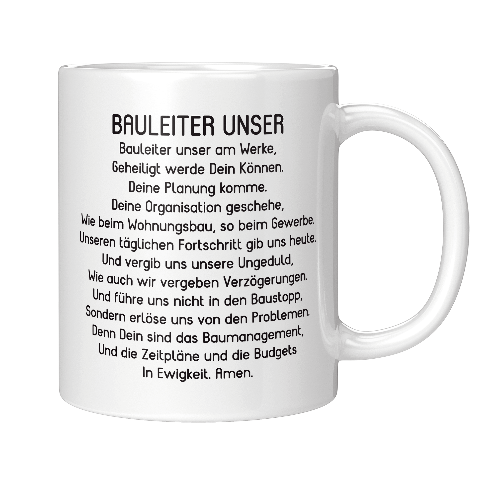 Bauleiter Tasse - "Bauleiter Unser"-Gebet (Bauleiterin, Bauleitung, Geschenk)