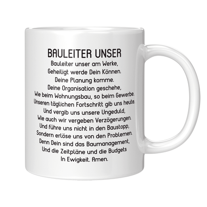 Bauleiter Tasse - "Bauleiter Unser"-Gebet (Bauleiterin, Bauleitung, Geschenk)