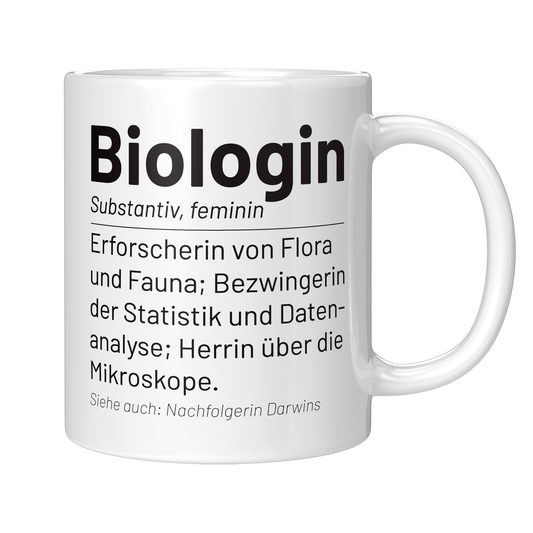 Biologie Tasse - Wörterbucheintrag: Biologin (Biologe, Geschenk)