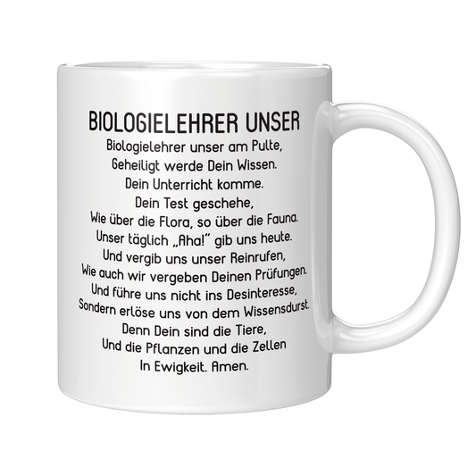 Biologielehrer Tasse - "Biologielehrer Unser" Gebet (Biologie, Lehrer, Geschenk)