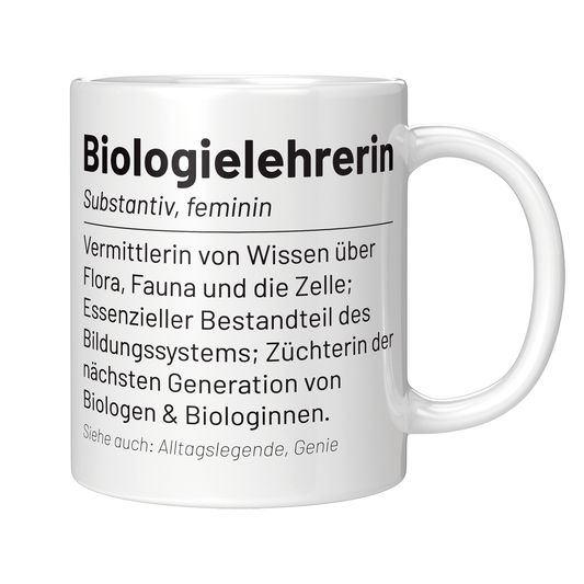 Biologielehrer Tasse - Wörterbuch: Biologielehrerin (Biologie, Lehrer, Geschenk)