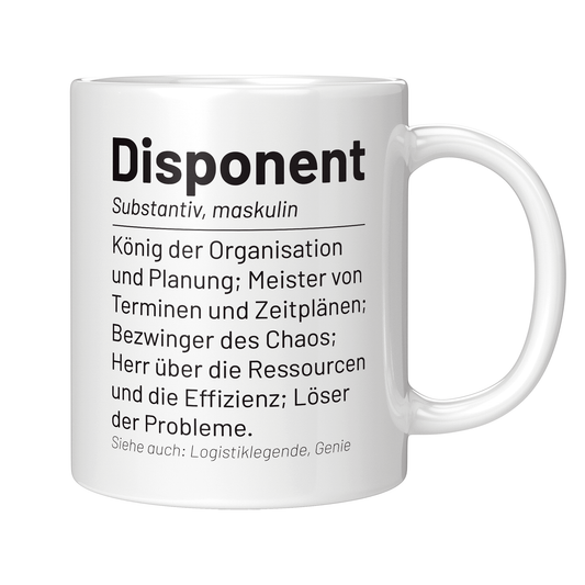 Disponent Tasse - Wörterbuch "Disponent" (Disponentin, Disposition, Geschenk)