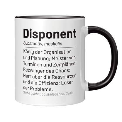 Disponent Tasse - Wörterbuch "Disponent" (Disponentin, Disposition, Geschenk)