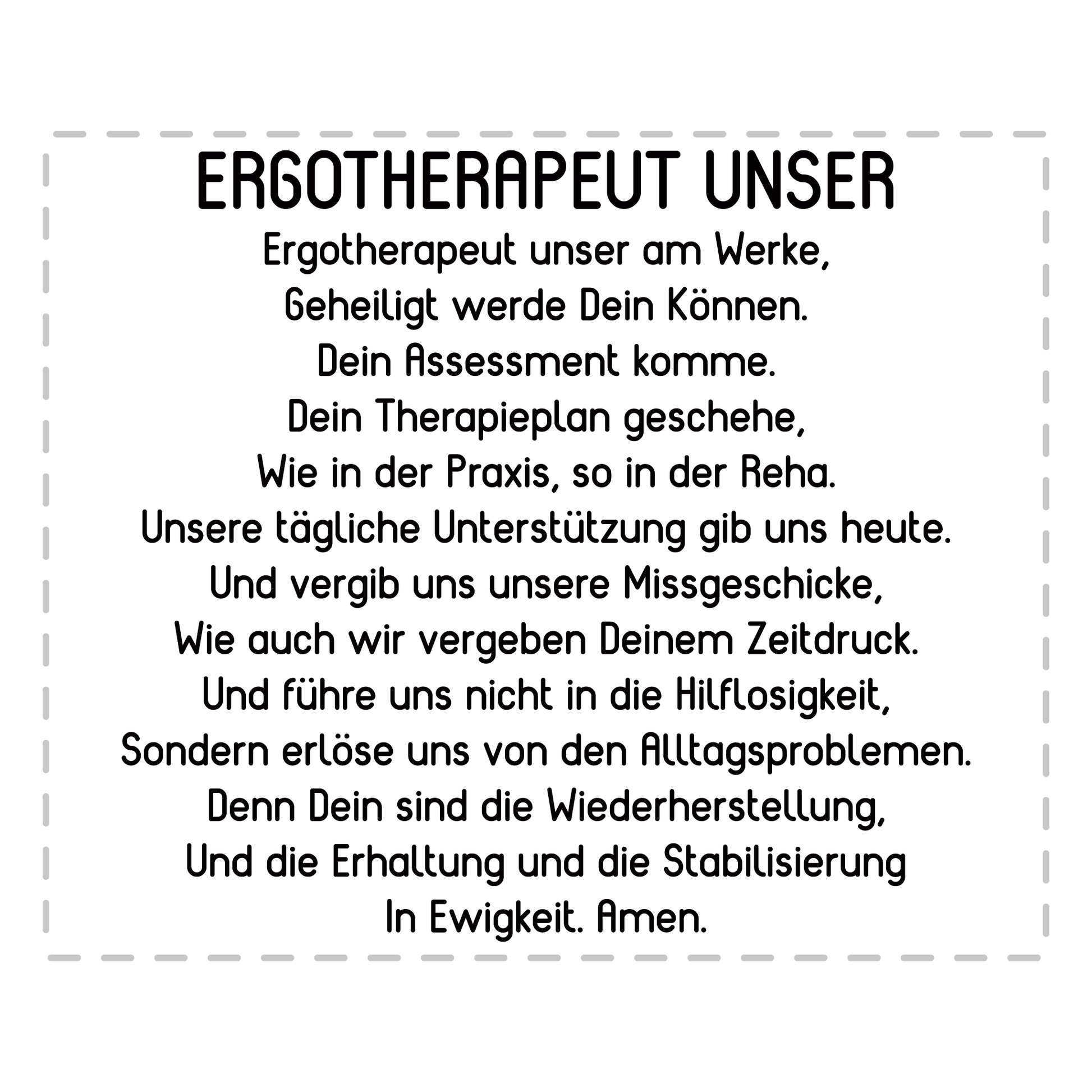 Ergotherapie Tasse - "Ergotherapeut Unser"-Gebet (Ergotherapeutin, Geschenk)