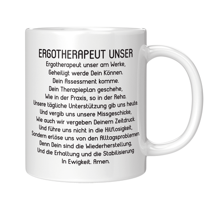 Ergotherapie Tasse - "Ergotherapeut Unser"-Gebet (Ergotherapeutin, Geschenk)