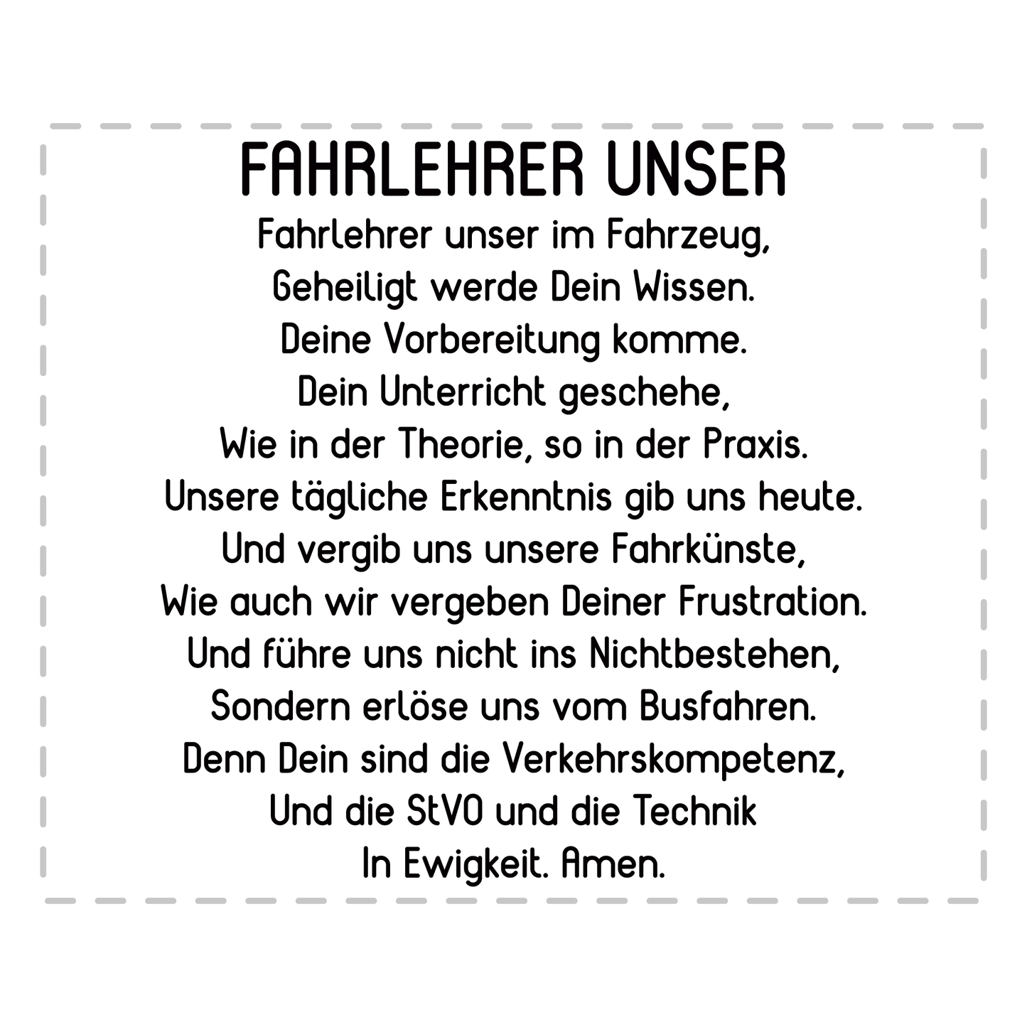 Fahrlehrer Tasse - "Fahrlehrer Unser"-Gebet (Fahrschule, Fahrlehrerin, Geschenk)