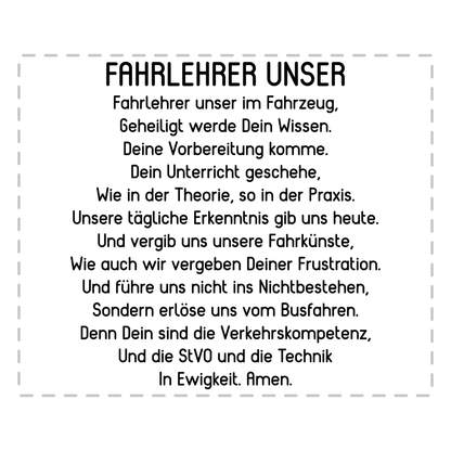 Fahrlehrer Tasse - "Fahrlehrer Unser"-Gebet (Fahrschule, Fahrlehrerin, Geschenk)