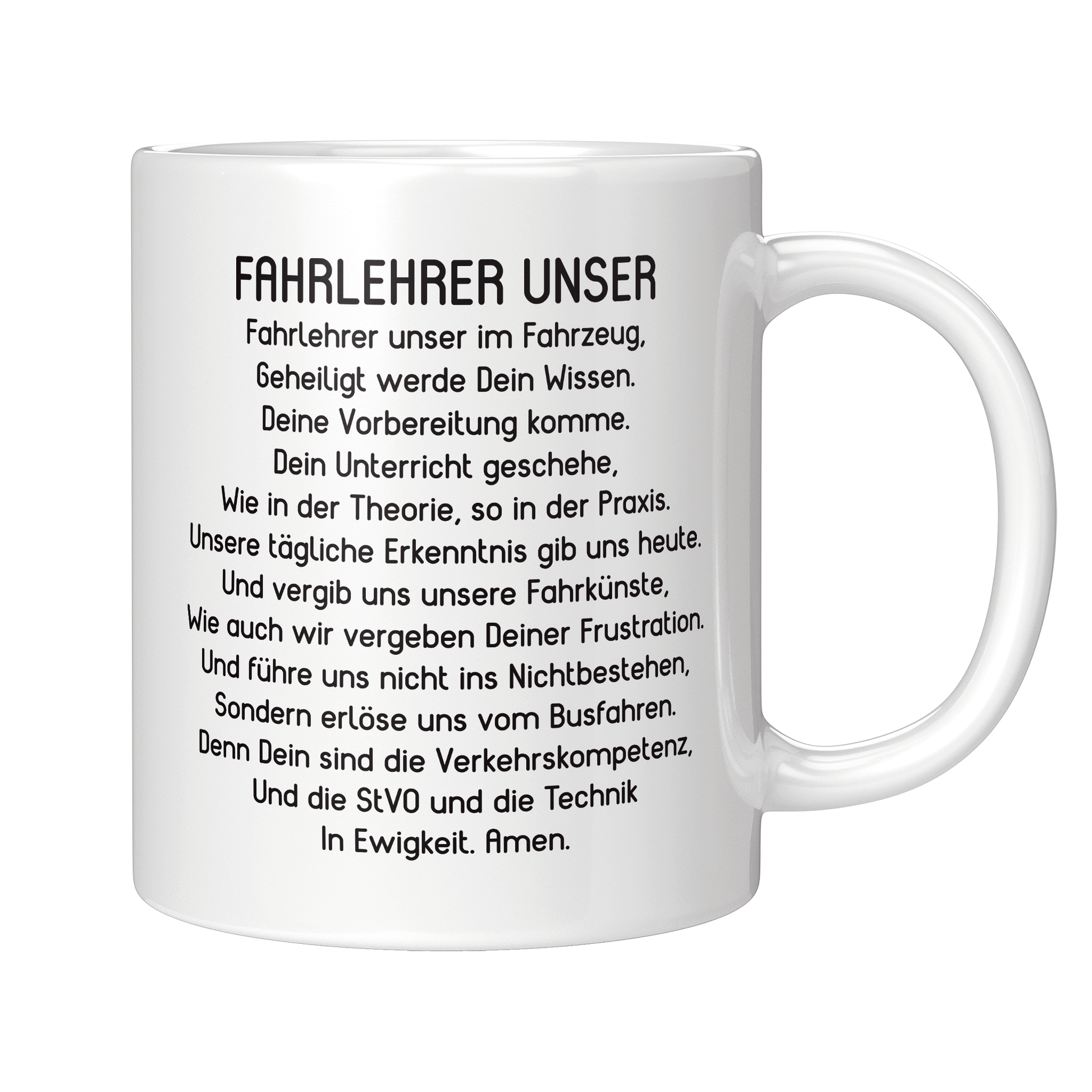 Fahrlehrer Tasse - "Fahrlehrer Unser"-Gebet (Fahrschule, Fahrlehrerin, Geschenk)