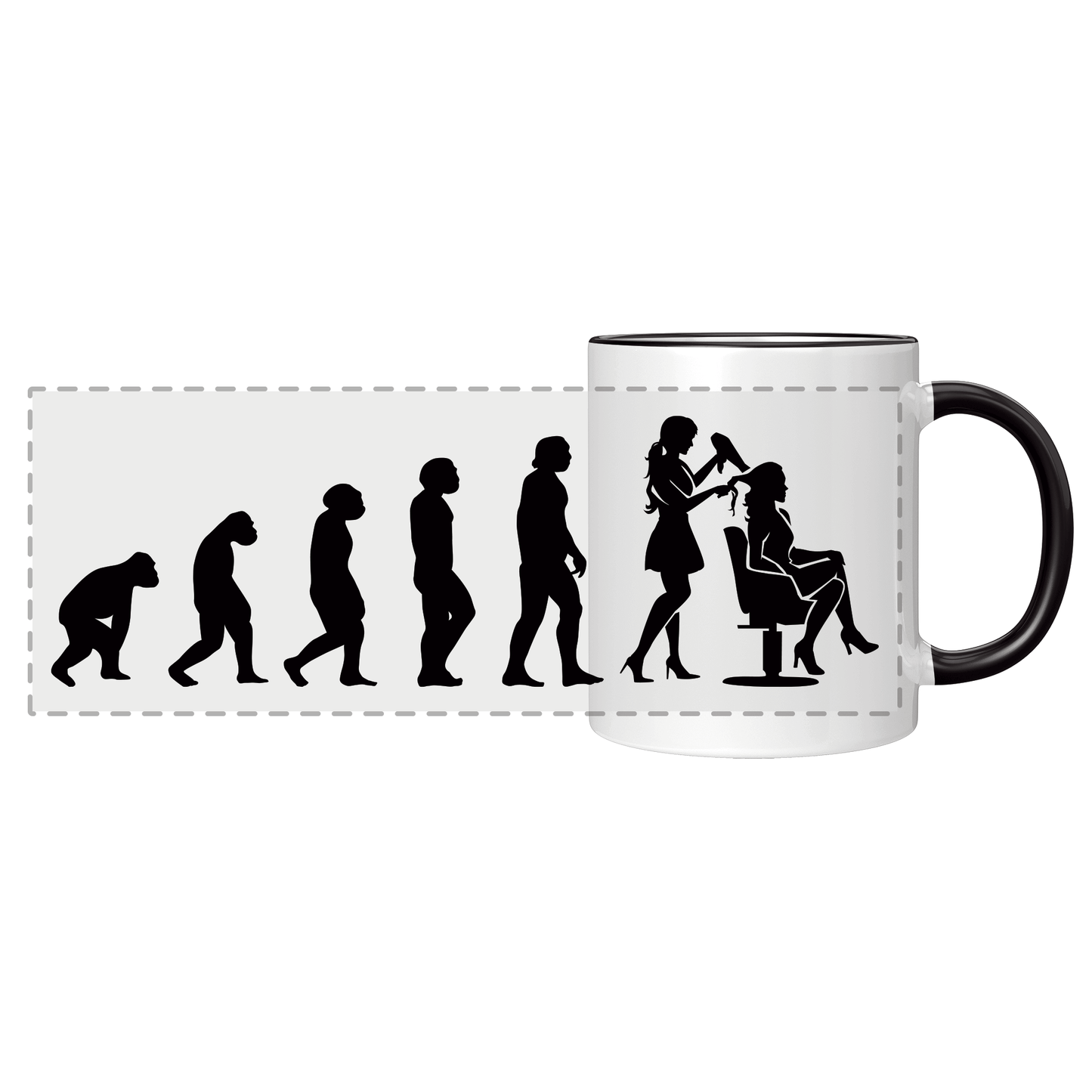 Friseur Tasse - Evolution einer Friseurin (Friseurmeisterin, Geschenk)