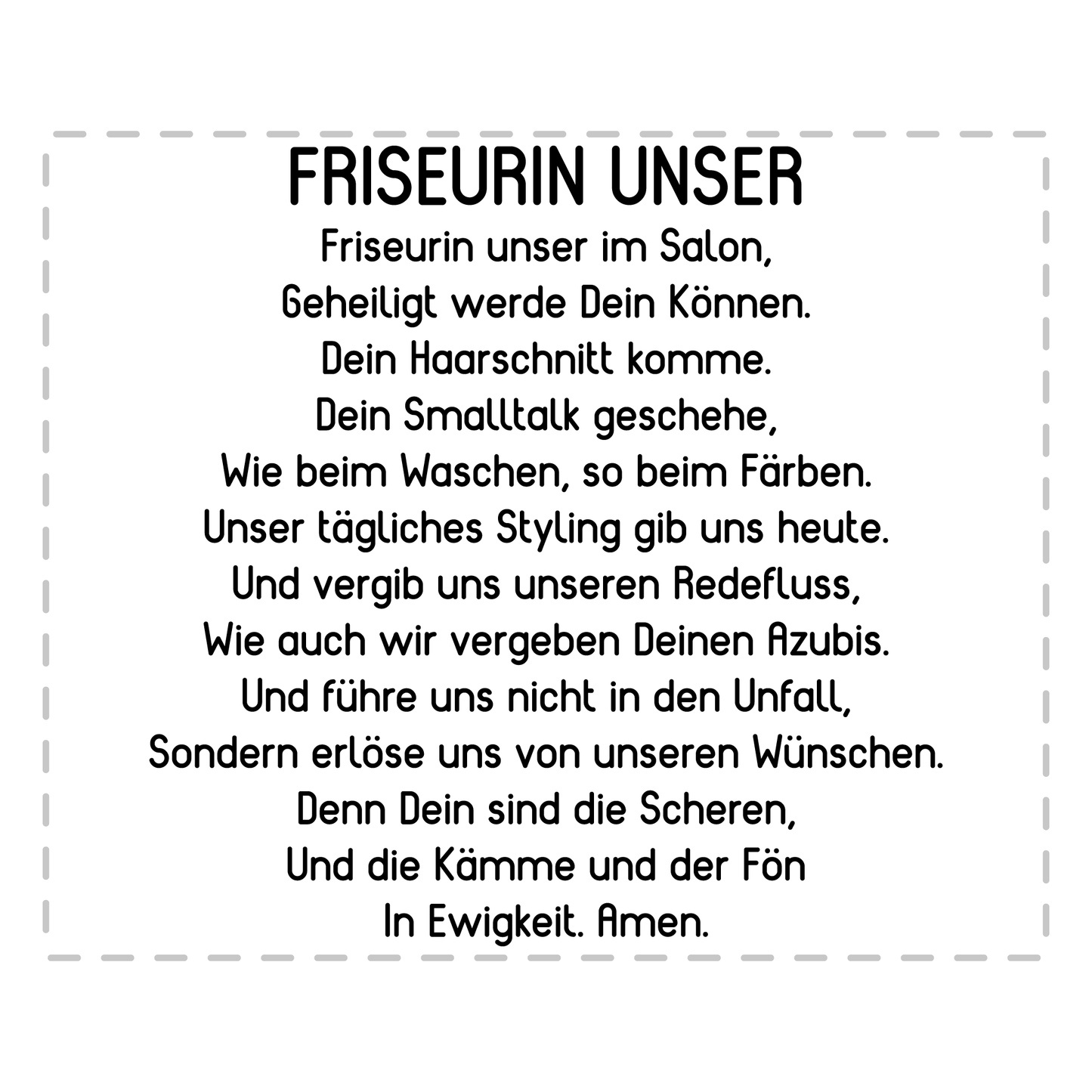 Friseur Tasse - "Friseurin Unser" Gebet (Friseurmeisterin, Geschenk)