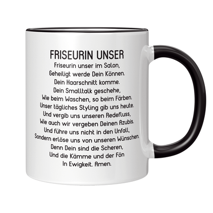 Friseur Tasse - "Friseurin Unser" Gebet (Friseurmeisterin, Geschenk)