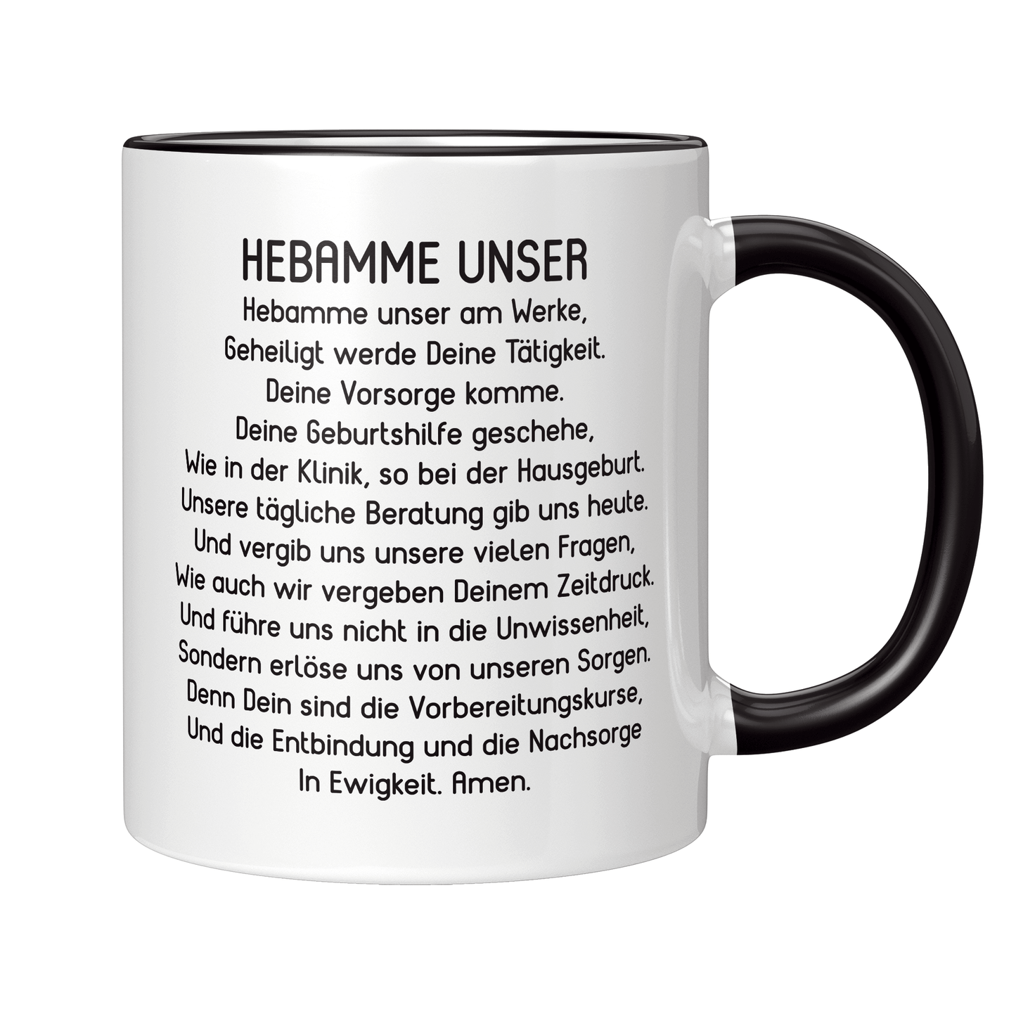 Hebamme Tasse - "Hebamme Unser"-Gebet (Entbindungspflegerin, Geschenk)