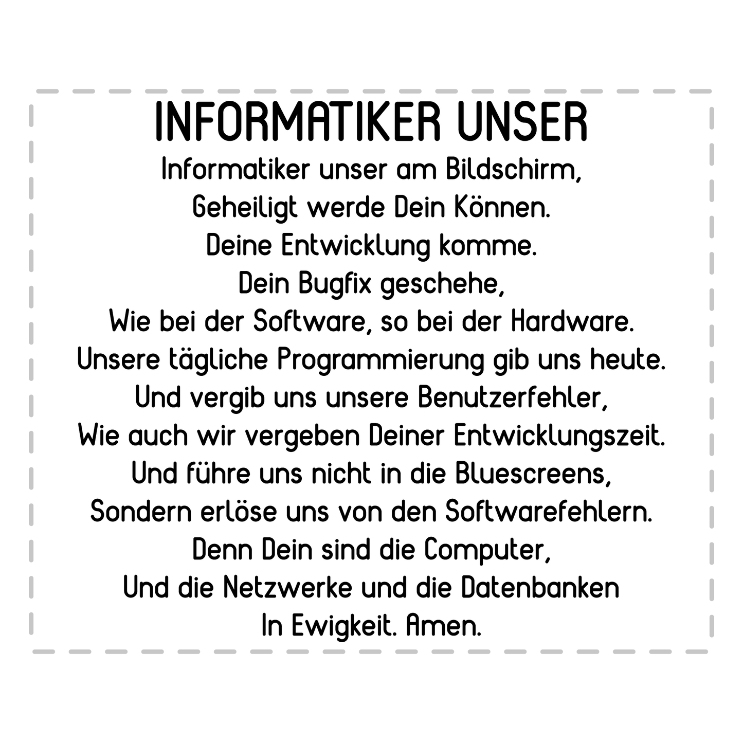 Informatiker Tasse - "Informatiker Unser" Gebet (Informatikerin, Informatik, Geschenk)