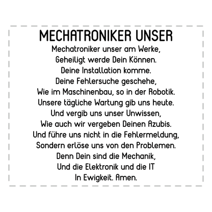 Mechatroniker Tasse - "Mechatroniker Unser"-Gebet (Mechatronikerin, Geschenk)