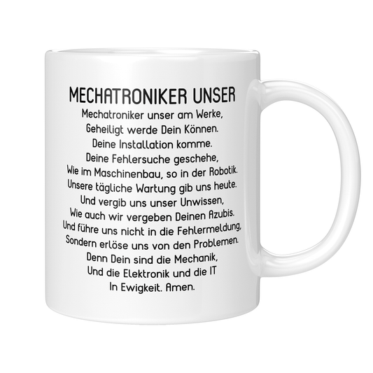 Mechatroniker Tasse - "Mechatroniker Unser"-Gebet (Mechatronikerin, Geschenk)