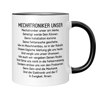 Mechatroniker Tasse - "Mechatroniker Unser"-Gebet (Mechatronikerin, Geschenk)