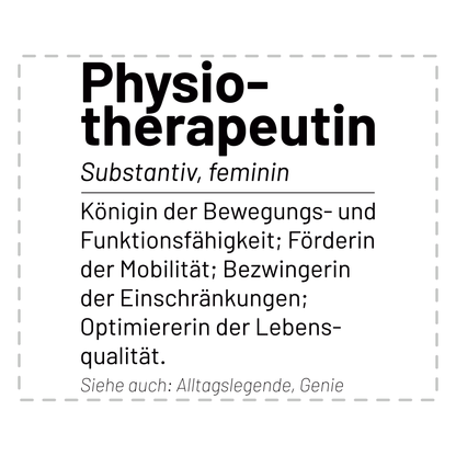 Physiotherapie Tasse - Wörterbuch: Physiotherapeutin (Physiotherapeut, Geschenk)