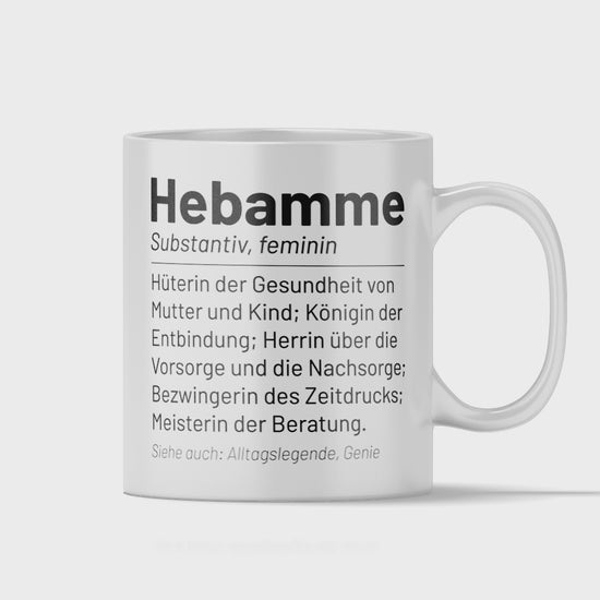 Hebamme Tasse - Wörterbuch "Hebamme" (Entbindungspflegerin, Geschenk)