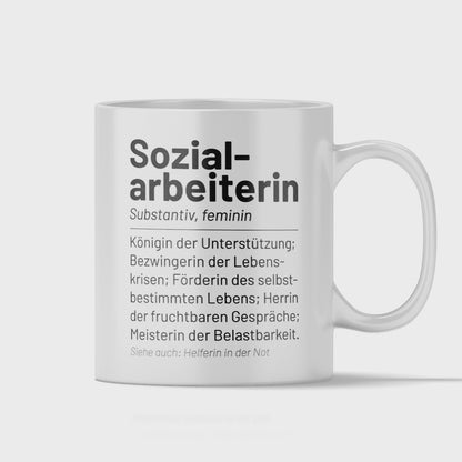 Sozialarbeiter Tasse - Wörterbuch: Sozialarbeiterin (Soziale Arbeit, Geschenk)