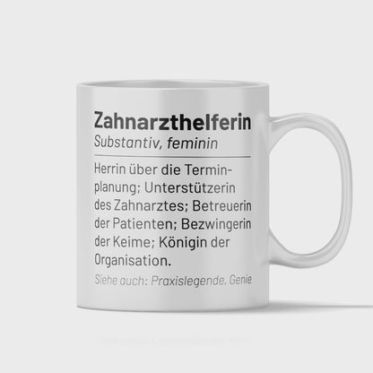 Zahnarzthelferin Tasse - Wörterbuch "Zahnarzthelferin" (Zahnmedizinische Fachangestellte, ZFA, Geschenk)