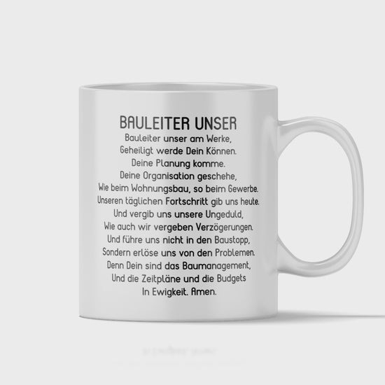 Bauleiter Tasse - "Bauleiter Unser"-Gebet (Bauleiterin, Bauleitung, Geschenk)