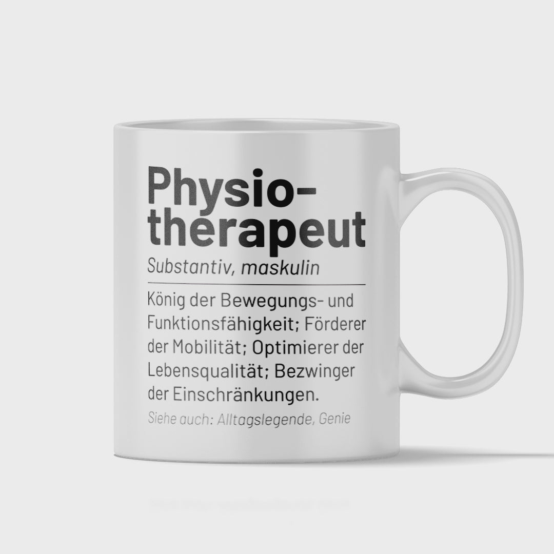 Physiotherapie Tasse - Wörterbuch: Physiotherapeut (Physiotherapeutin, Geschenk)