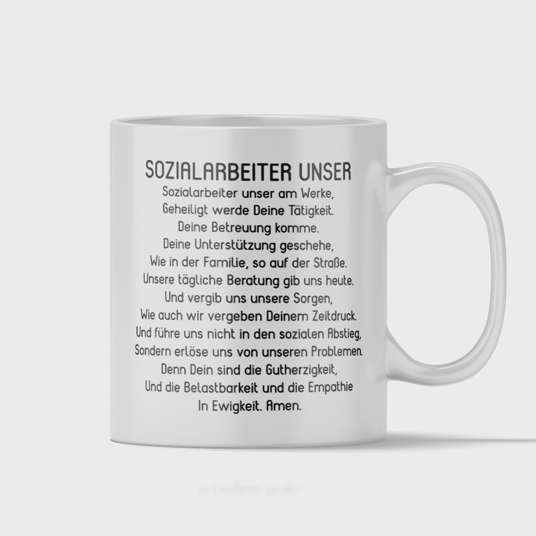 Sozialarbeiter Tasse - "Sozialarbeiter Unser" Gebet (Soziale Arbeit, Sozialarbeiterin, Geschenk)