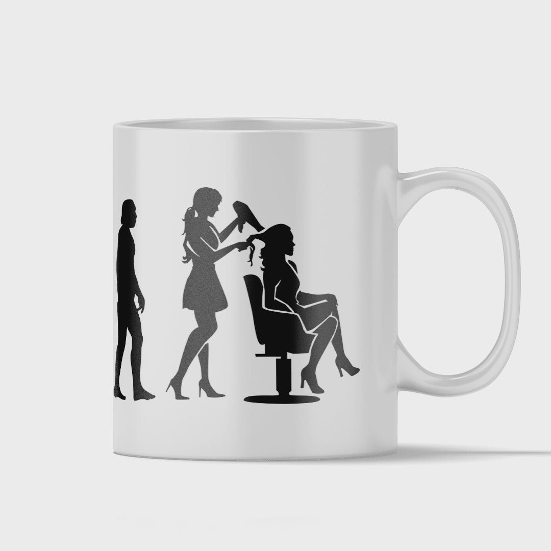 Friseur Tasse - Evolution einer Friseurin (Friseurmeisterin, Geschenk)