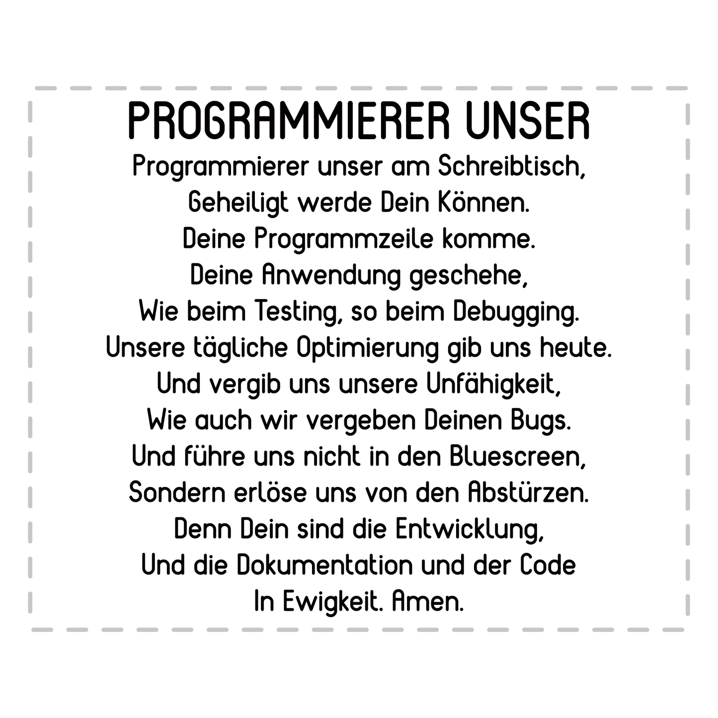 Programmierer Tasse - "Programmierer Unser"-Gebet (Softwareentwickler, Geschenk)