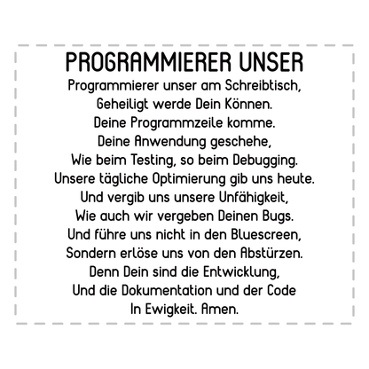 Programmierer Tasse - "Programmierer Unser"-Gebet (Softwareentwickler, Geschenk)