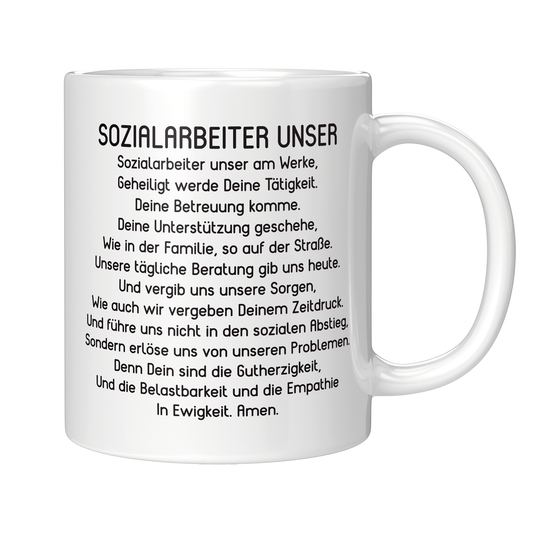 Sozialarbeiter Tasse - "Sozialarbeiter Unser" Gebet (Soziale Arbeit, Sozialarbeiterin, Geschenk)