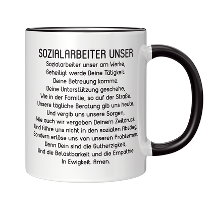 Sozialarbeiter Tasse - "Sozialarbeiter Unser" Gebet (Soziale Arbeit, Sozialarbeiterin, Geschenk)