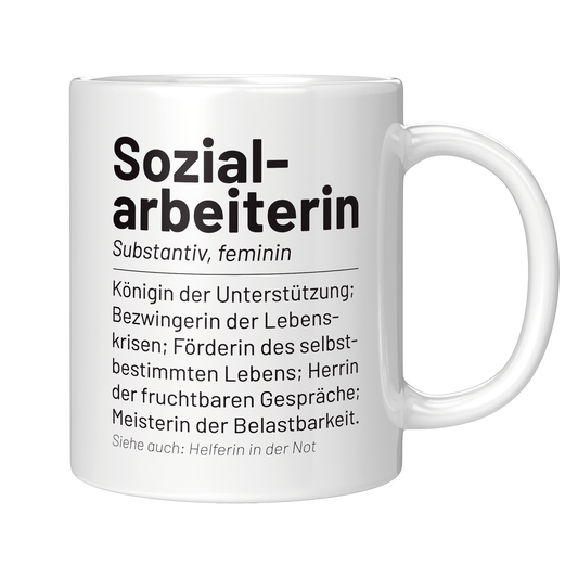 Sozialarbeiter Tasse - Wörterbuch: Sozialarbeiterin (Soziale Arbeit, Geschenk)