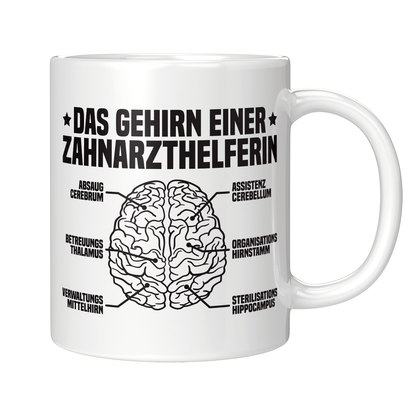 Zahnarzthelferin Tasse - Das Gehirn einer Zahnarzthelferin (ZFA, Zahnmedizinische Fachangestellte, Geschenk)