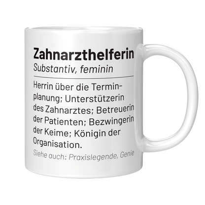 Zahnarzthelferin Tasse - Wörterbuch "Zahnarzthelferin" (Zahnmedizinische Fachangestellte, ZFA, Geschenk)