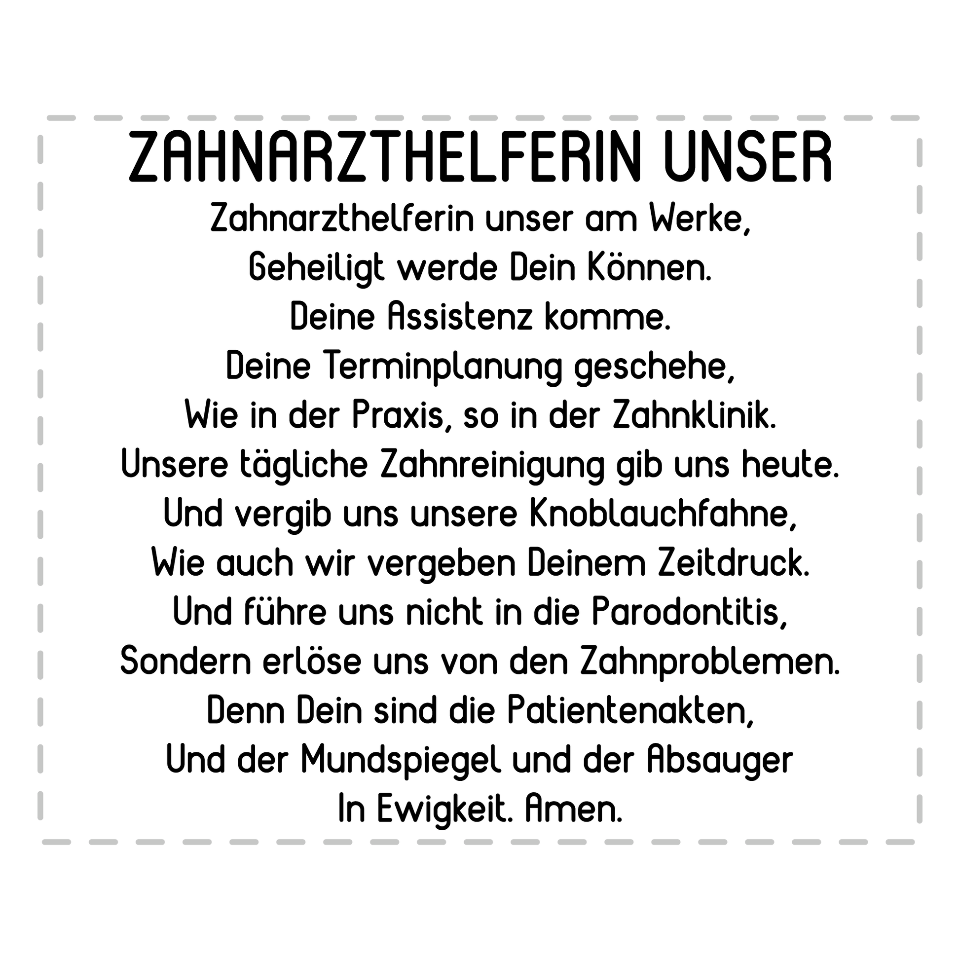 Zahnarzthelferin Tasse - "Zahnarzthelferin Unser"-Gebet (Zahnmedizinische Fachangestellte, ZFA, Geschenk)