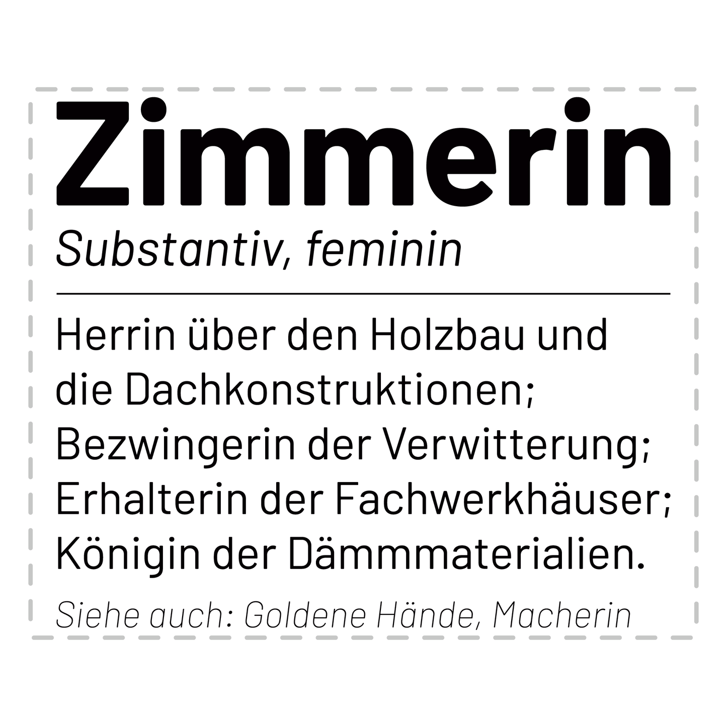 Zimmerer Tasse - Wörterbucheintrag: Zimmerin (Zimmerfrau, Geschenk)